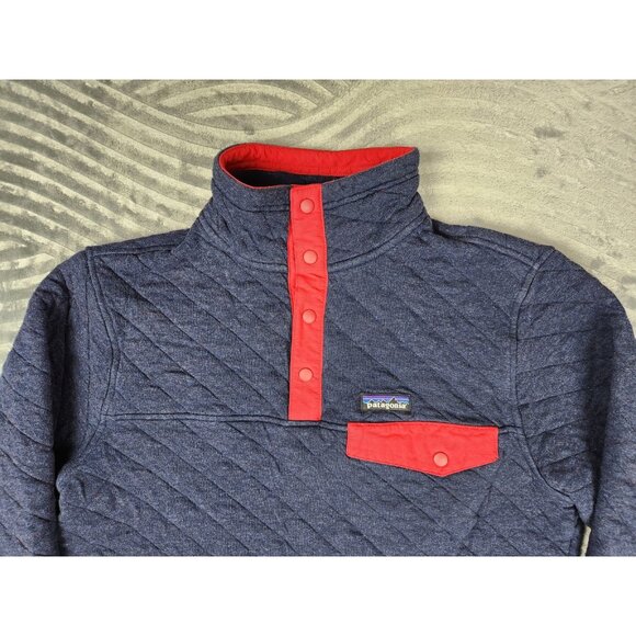 Patagonia Organic Cotton Diamond Quilt Snap-T Pullover Blue Sweater Men's Size S - Picture 2 of 13
